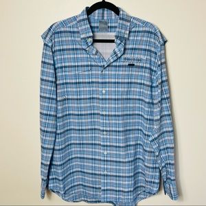 Vineyard Vines Harbor Shirt Blue Plaid Fishing Shirt EUC